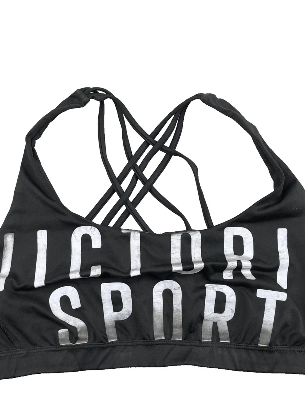 Victoria's Secret Black Strappy Logo Sports Bra